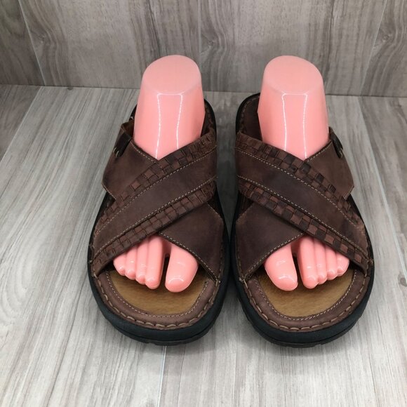 Johnston & Murphy JM Sandals Mens 10M Brown Leather Slip On Shoes main image 12